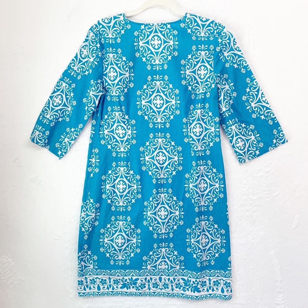 Ann Taylor Linen/Cotton 3/4 Sleeve Shift Dress Sz M - Picture 2 of 10